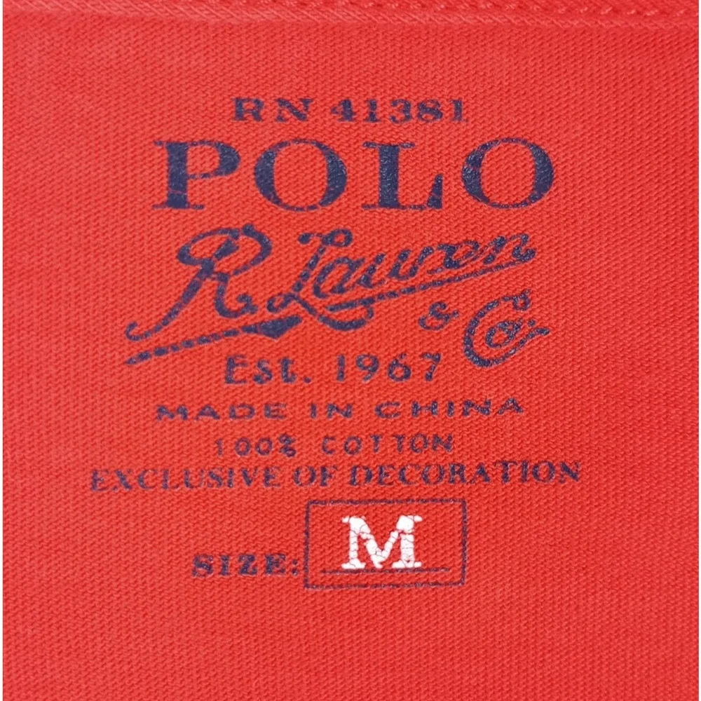 Polo Ralph Lauren Mens M Red Chest Pocket Blue Pony Logo Short Sleeve Tshirt
